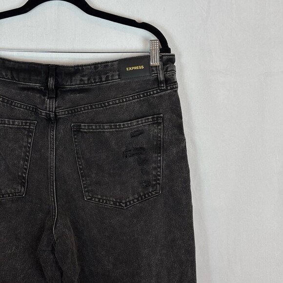 Express Women's Faded Black 90's Ankle Boot Mid Rise Jeans Sz 12R NWT Distressed - Picture 10 of 13